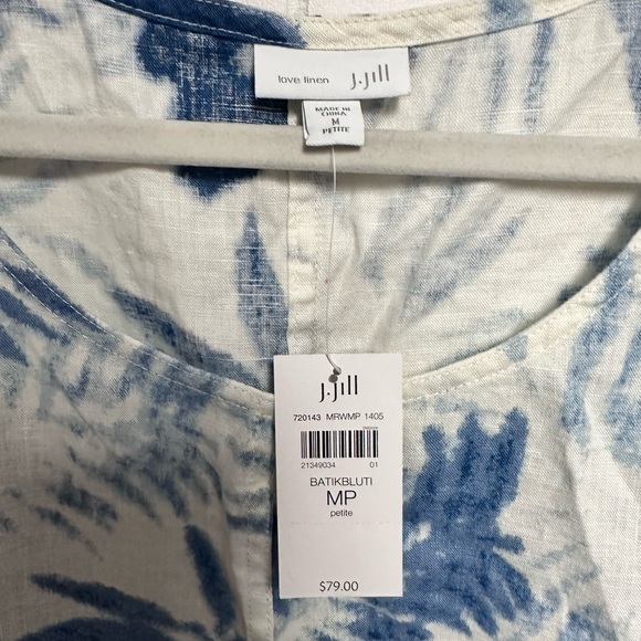 NWT! - J.Jill Linen Sleeveless Dress in Tropical Print - Medium Petite - Picture 2 of 3